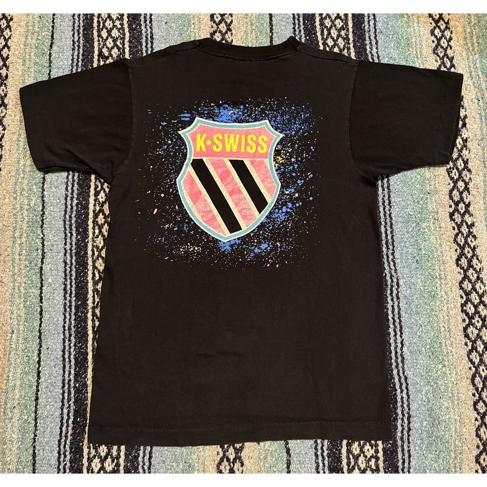 Vintage 80s 90s K-Swiss Shield T Shirt Logo Men's M Medium Single Stitch